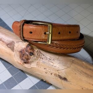 Coach Tan Leather Belt with Braided Detail (32", 80cm)